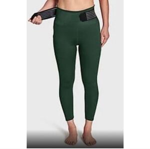 New 2X Lower Back Support Leggings Adjustable Straps Capri 24" Length Olive